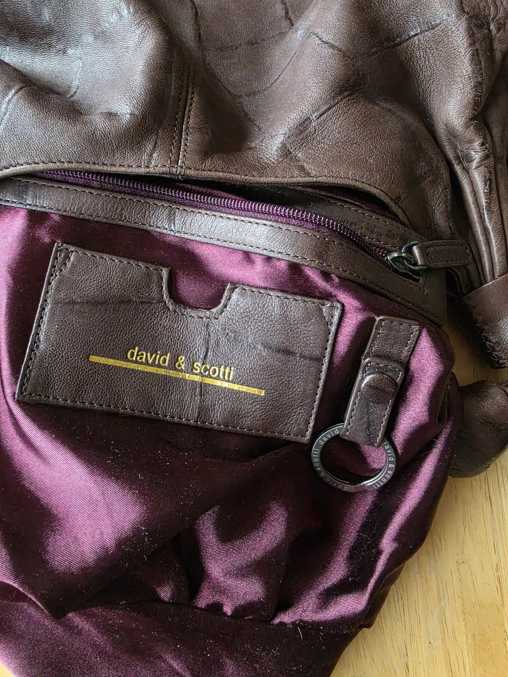 David & Scotti Large Brown Soft Leather Sachel Hobo Shoulder Bag Purse Gorgeous